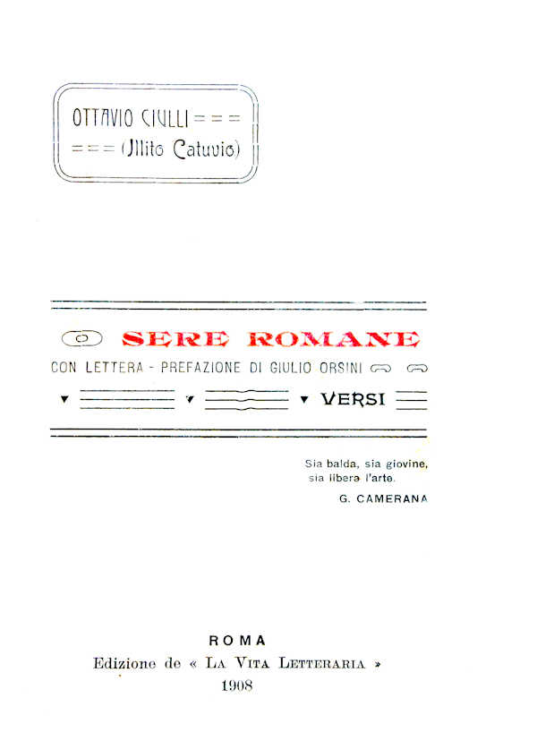 Sere Romane . versi - ~ Anno 1908